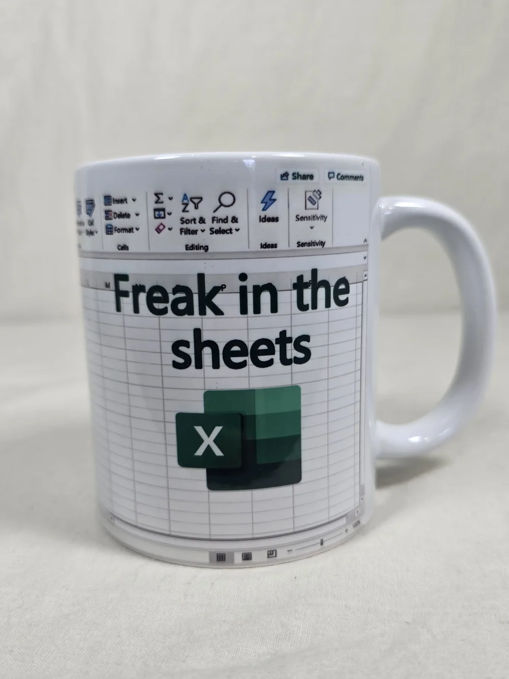 Funny Excel Mug Freak in the Sheets Spreadsheet Office Accountant Coffee Cup
